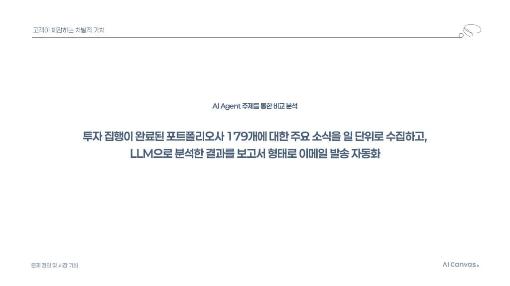 스틱벤처스 포트폴리오 179개사 일 단위 뉴스 수집 및 LLM 분석 자동화 — IR 발표 슬라이드